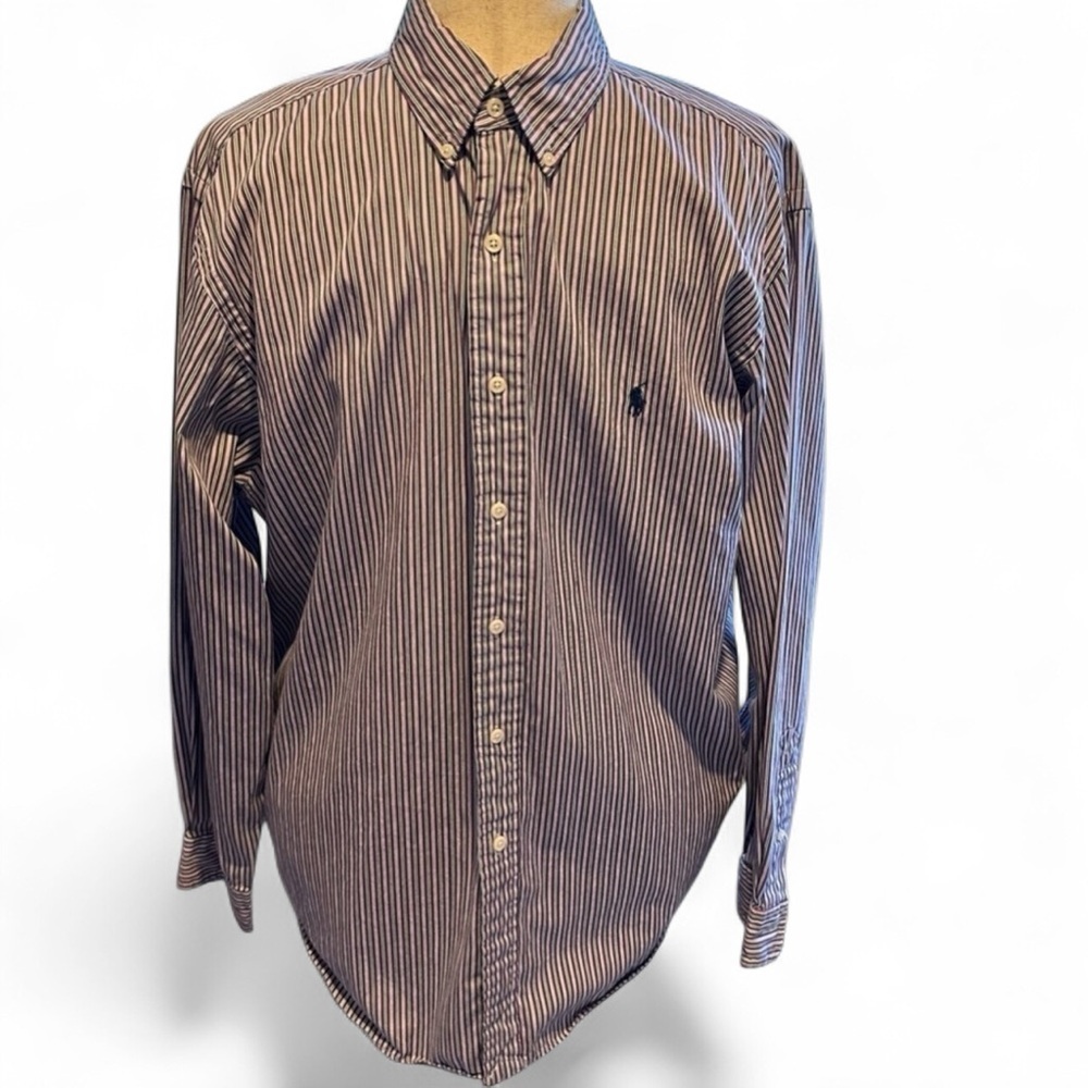 Ralph Lauren Men Button-down Shirt Size 17.5 Classic Fit Striped
